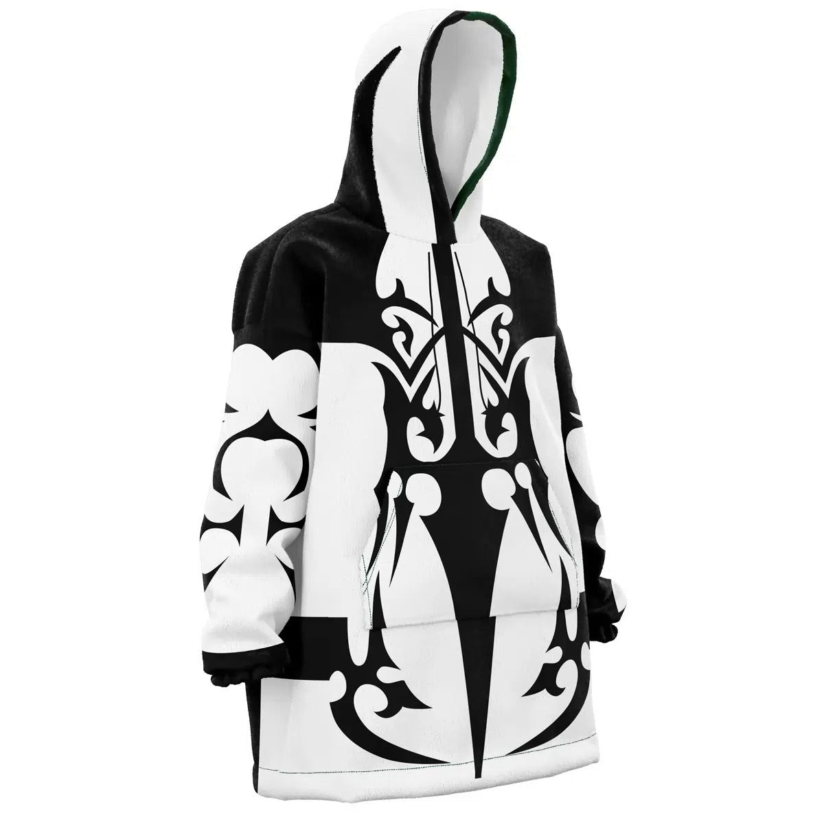 Black White Tribal Pattern Hoodie Blanket - Dimensional Era