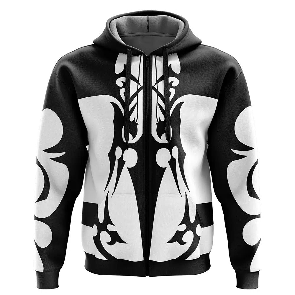 Bleach Arrancar Dark Totem Black White Zip-Up Hoodie - Dimensional Era
