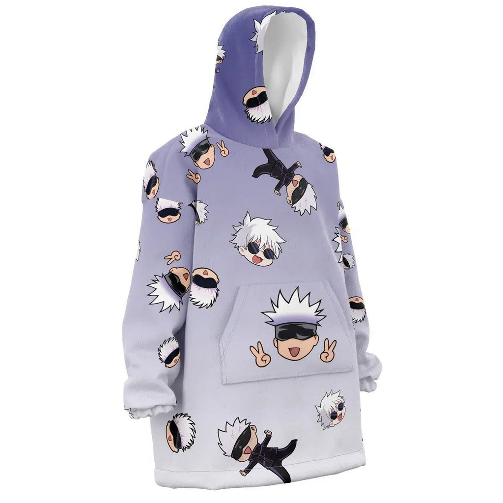 Chibi Satoru Gojo Gradient Hoodie Blanket - Dimensional Era