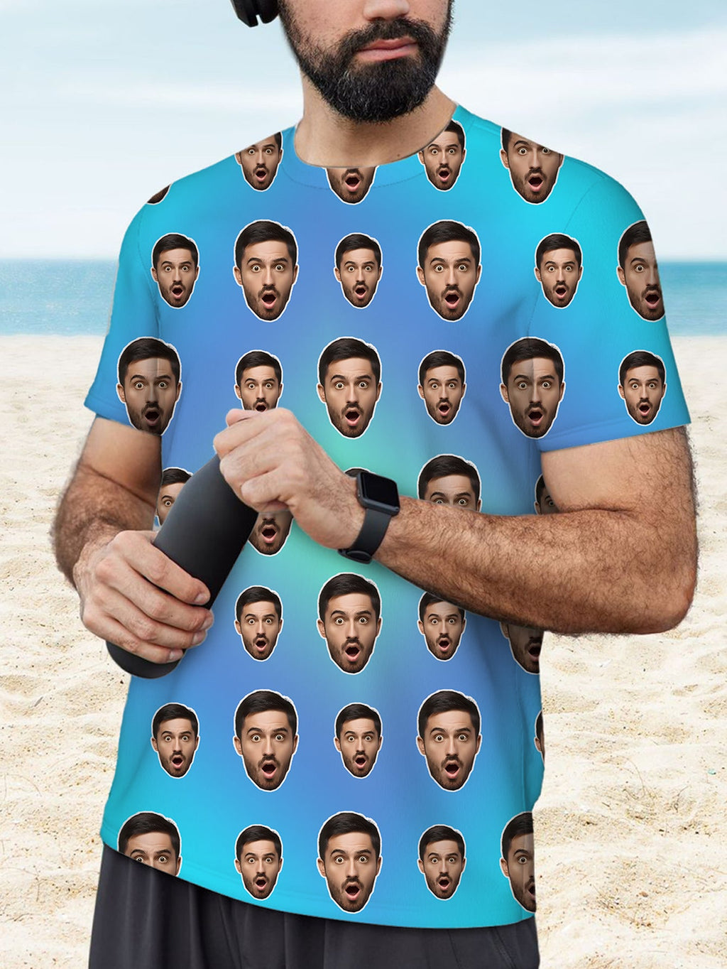 Custom Face Print Hawaiian Shirt Men Women Pets - Dimensional Era