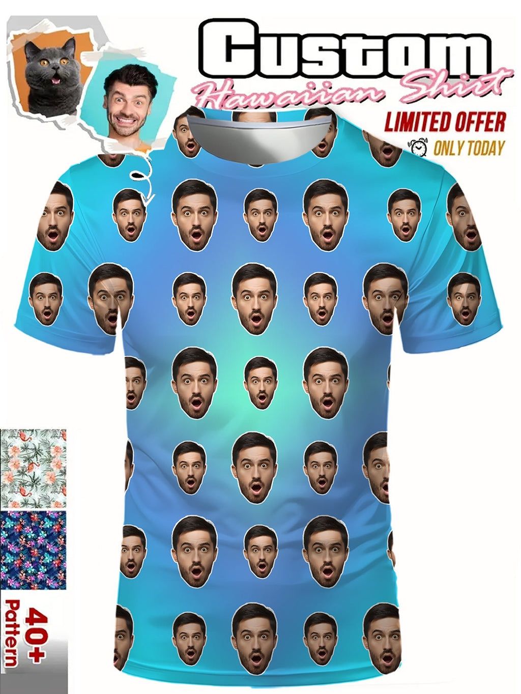 Custom Face Print Hawaiian Shirt Men Women Pets - Dimensional Era