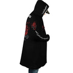 Cyberpunk Samurai Oni Mask Fleece Hooded Cloak - Dimensional Era
