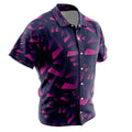 Dark Base Magenta Abstract Geometric Print Hawaiian Shirt - Dimensional Era
