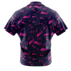 Dark Base Magenta Abstract Geometric Print Hawaiian Shirt - Dimensional Era