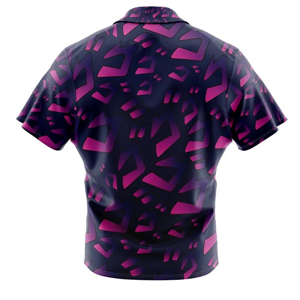 Dark Base Magenta Abstract Geometric Print Hawaiian Shirt - Dimensional Era