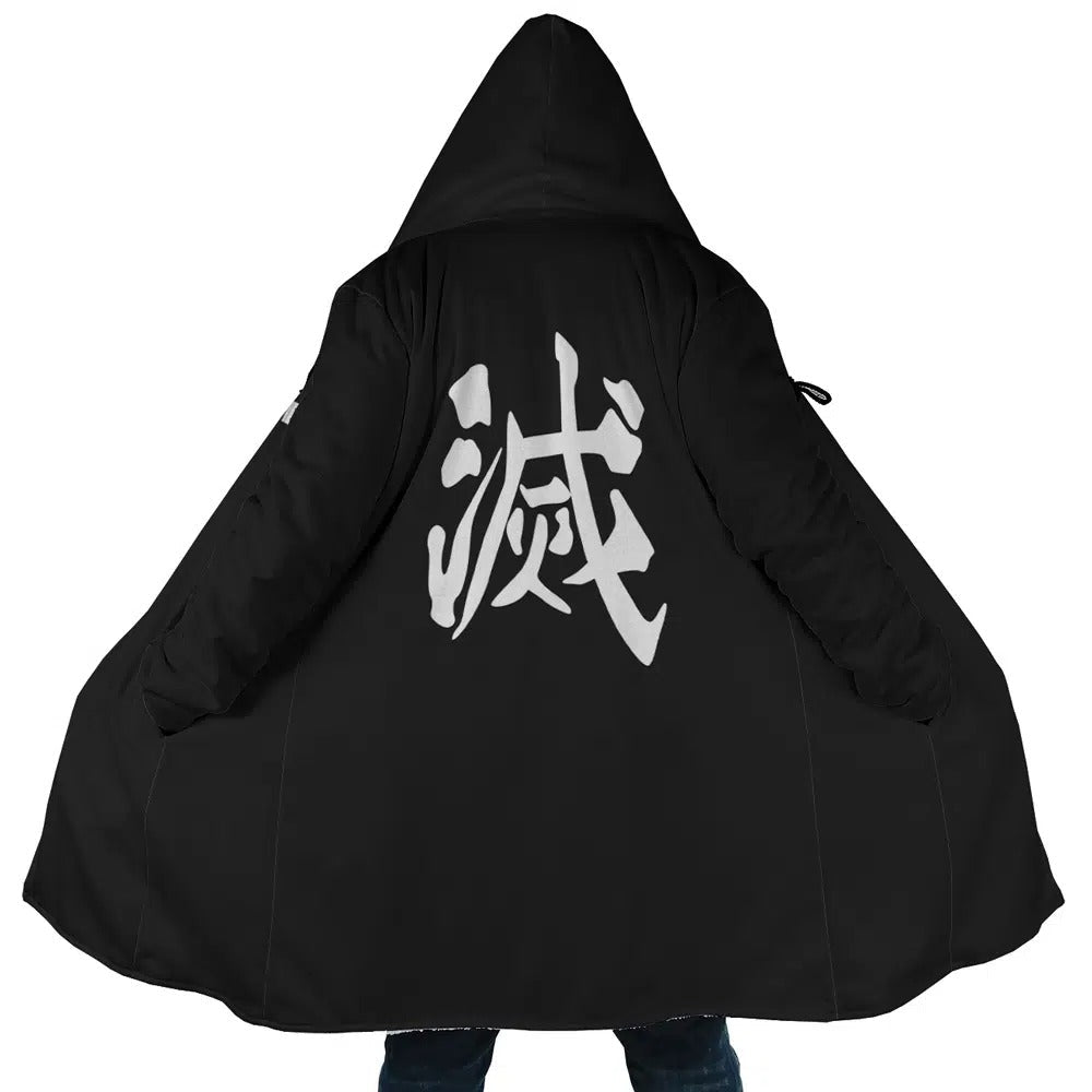 Demon Slayer Kanji Long Polar Fleece Zip Coat - Dimensional Era