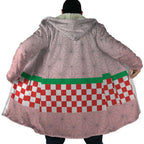 Demon Slayer Nezuko Grid Fleece Hooded Cloak - Dimensional Era