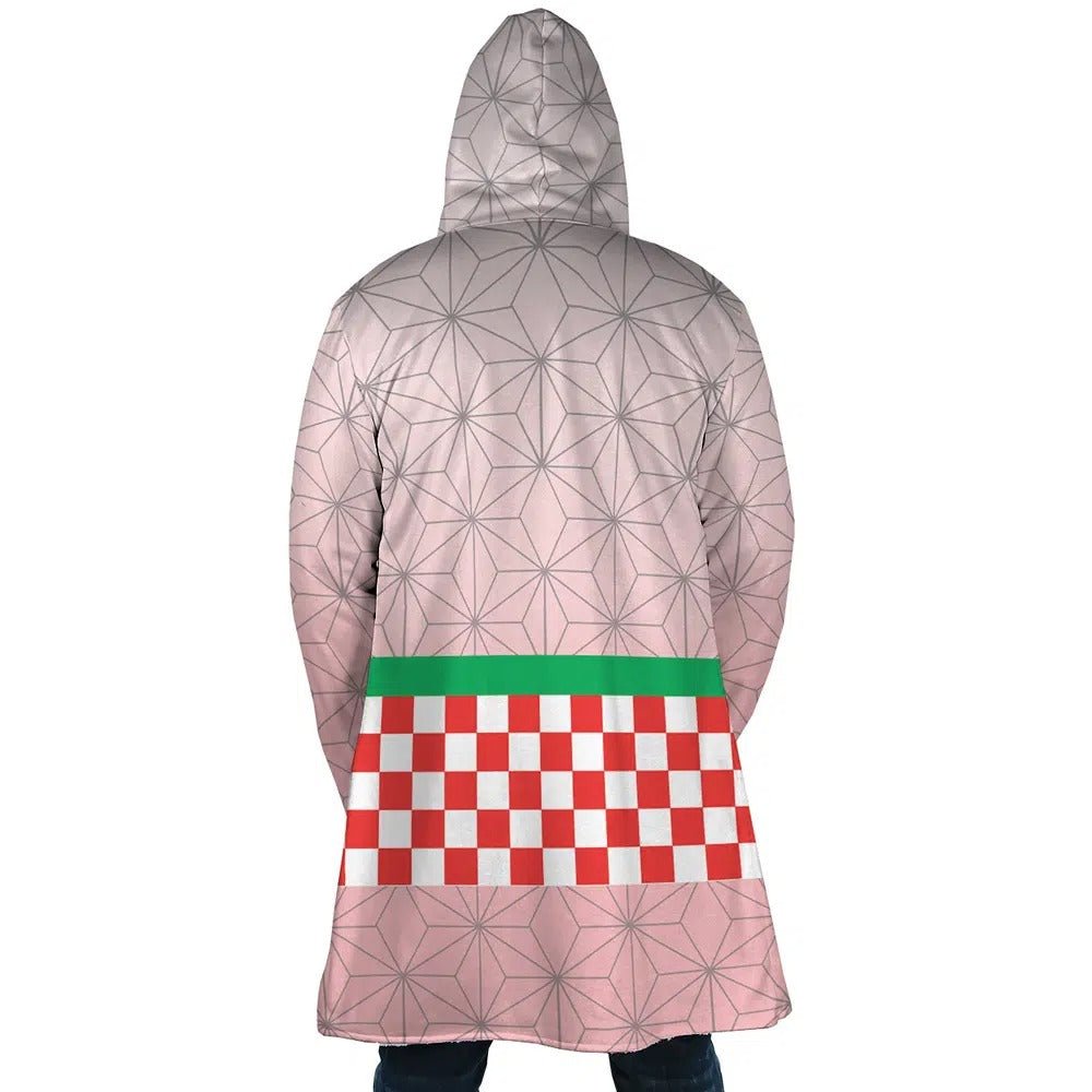 Demon Slayer Nezuko Grid Fleece Hooded Cloak - Dimensional Era