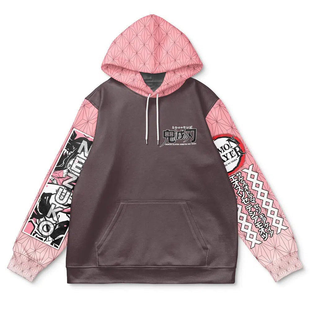Demon Slayer Nezuko Pink Brown Hoodie - Dimensional Era