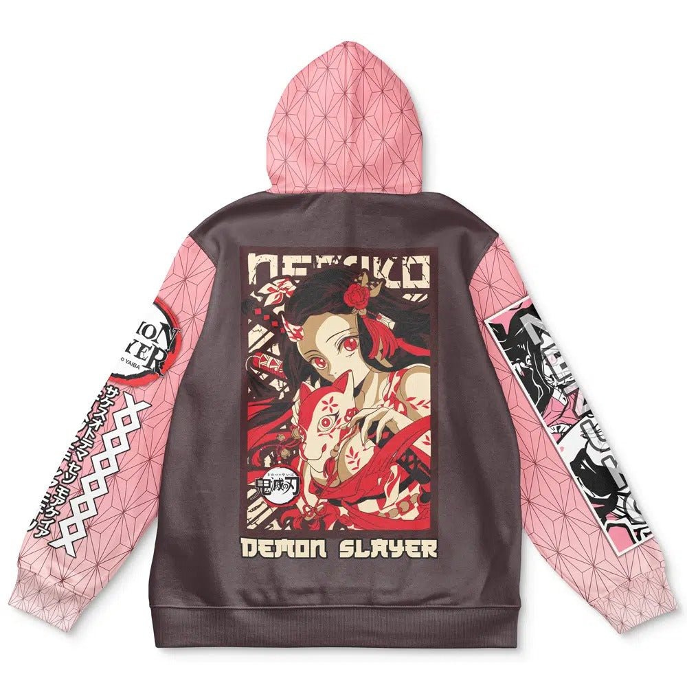 Demon Slayer Nezuko Pink Brown Hoodie - Dimensional Era