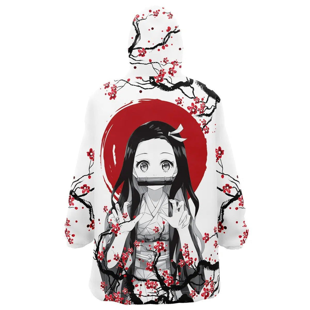 Demon Slayer Nezuko Plum Blossom Hoodie Blanket - Dimensional Era
