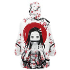 Demon Slayer Nezuko Plum Blossom Hoodie Blanket - Dimensional Era