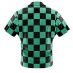 Demon Slayer Tanjiro Black Green Checkered Hawaiian Shirt - Dimensional Era