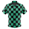 Demon Slayer Tanjiro Black Green Checkered Hawaiian Shirt - Dimensional Era