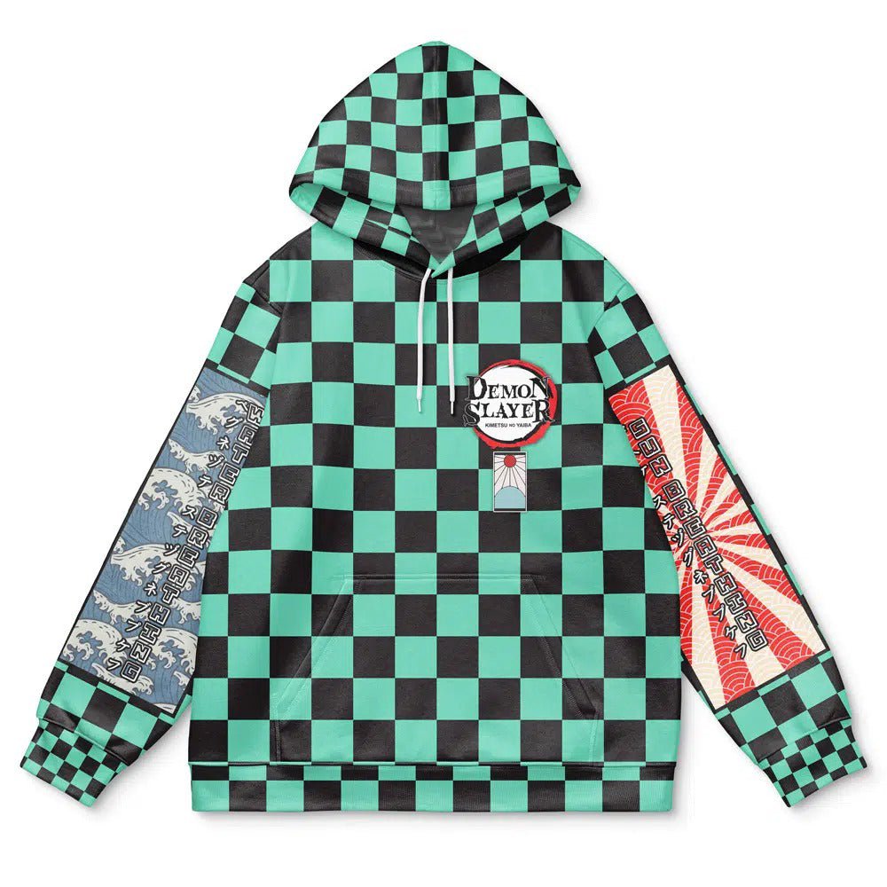 Demon Slayer Tanjiro Green Check Hoodie - Dimensional Era