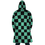 Demon Slayer Tanjiro Green Check Zip Hooded Cloak - Dimensional Era
