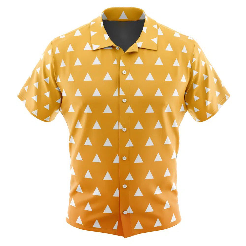 Demon Slayer Zenitsu Yellow White Triangle Hawaiian Shirt - Dimensional Era