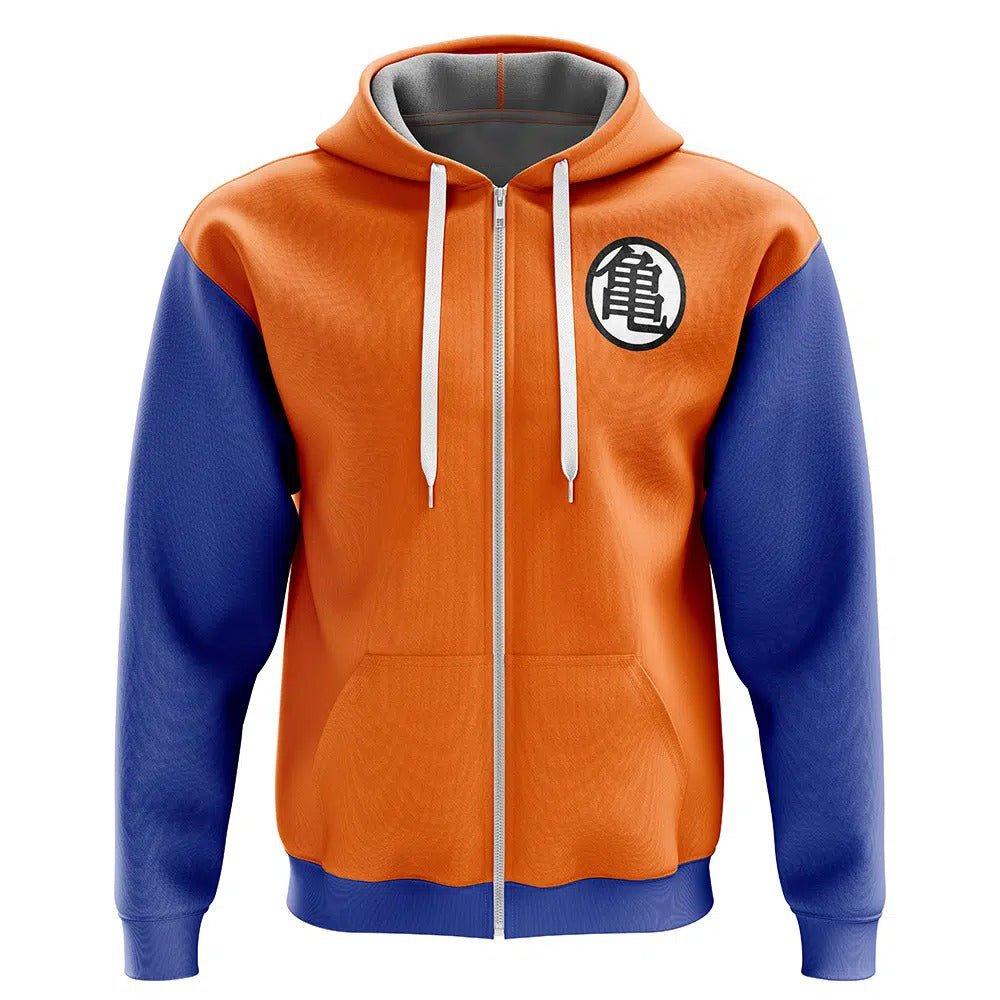 Dragon Ball Turtle Hermit Style Orange Blue Zip-Up Hoodie - Dimensional Era