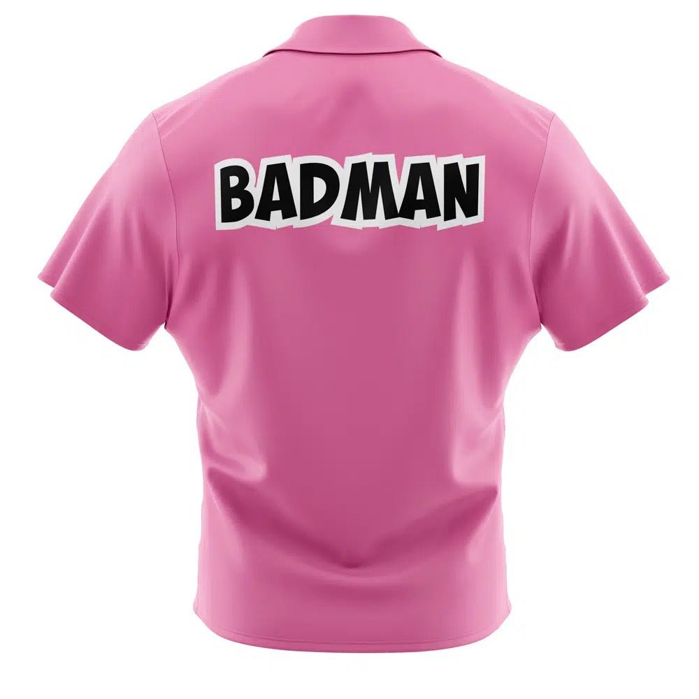 Dragon Ball Vegeta BADMAN Pink Short Sleeve Button Up Shirt - Dimensional Era