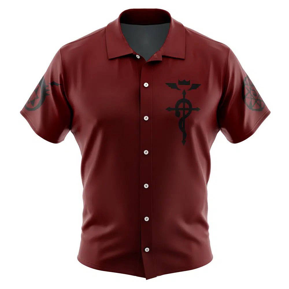 Fullmetal Alchemist Flamel Crest Maroon Hawaiian Shirt - Dimensional Era