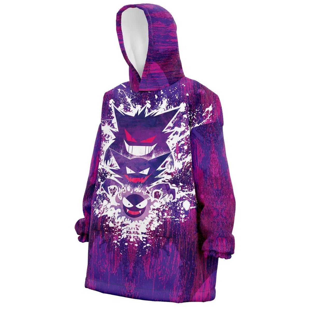 Gengar Evolution Purple Splash Hoodie Blanket - Dimensional Era
