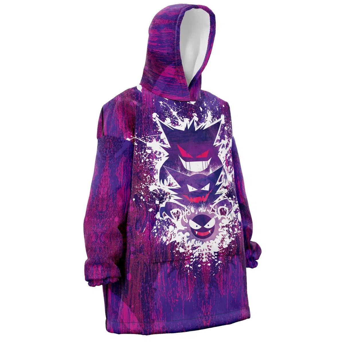Gengar Evolution Purple Splash Hoodie Blanket - Dimensional Era