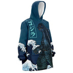 Godzilla Wave Print Hoodie Blanket - Dimensional Era