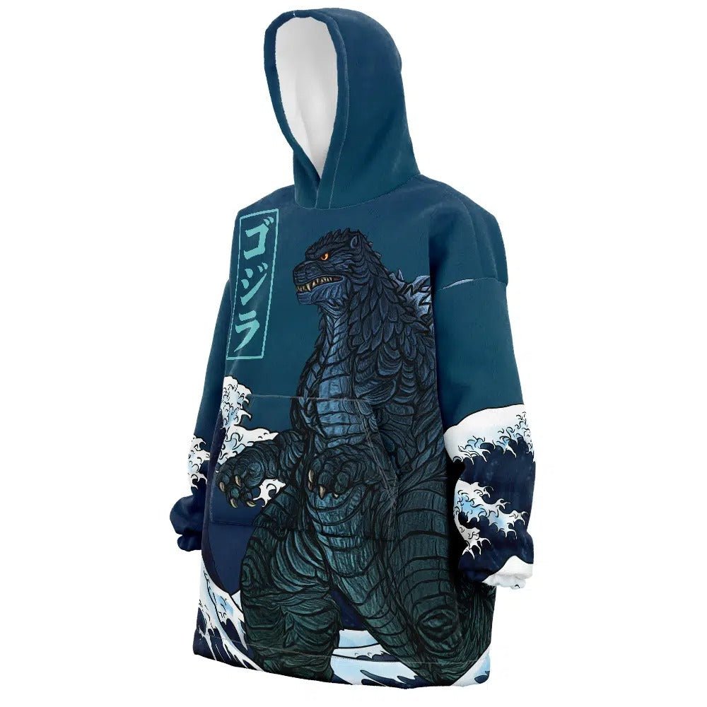 Godzilla Wave Print Hoodie Blanket - Dimensional Era