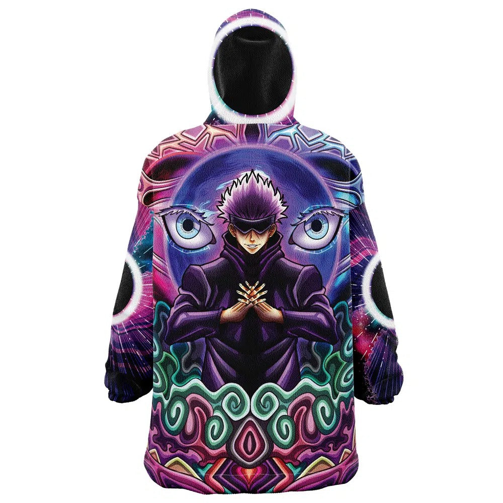 Trippy Satoru Gojo Colorful Hoodie Blanket