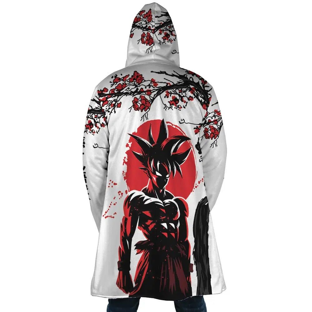 Goku Dragon Ball Sakura Print Long Polar Fleece Zip Parka - Dimensional Era