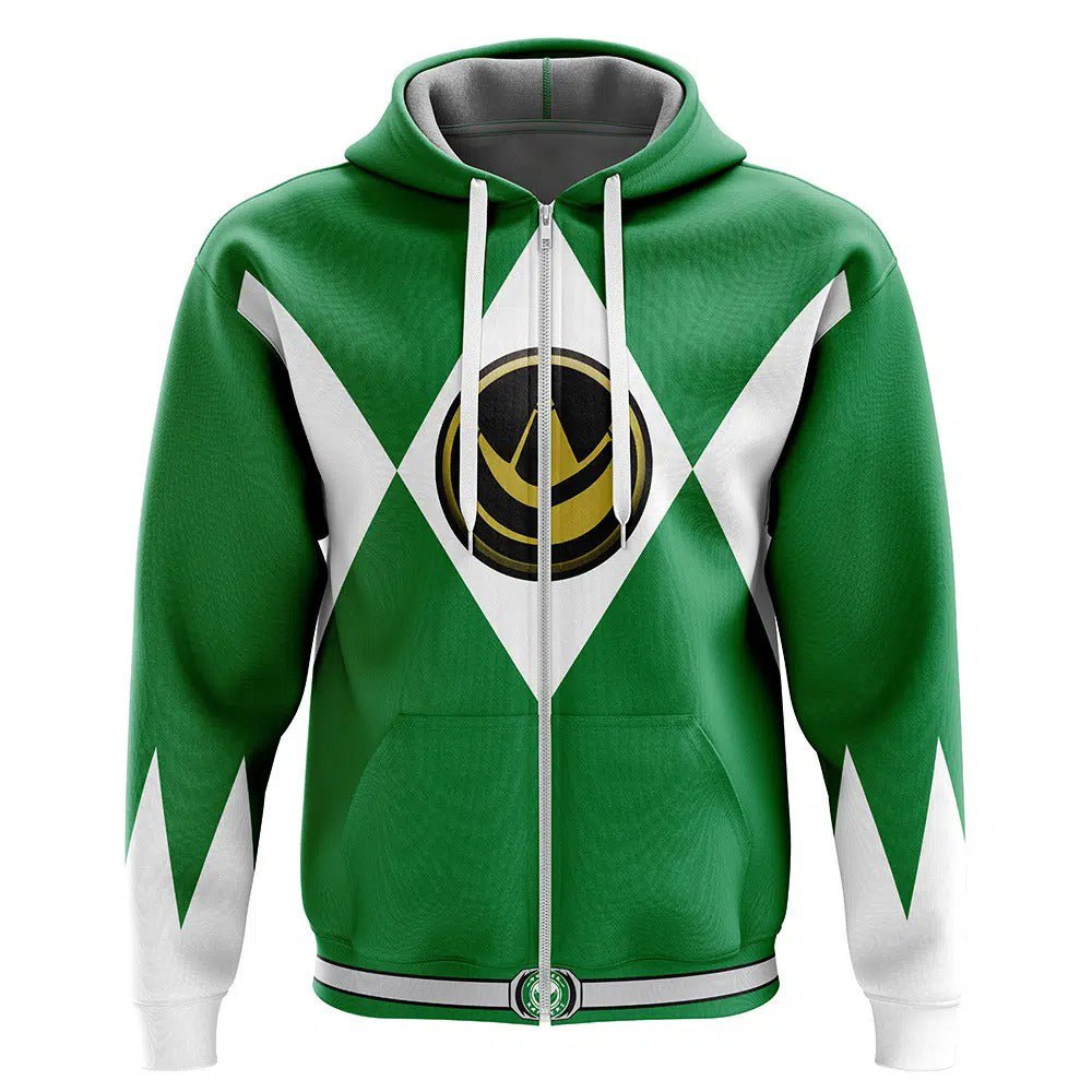 Green & White Diamond Ranger Zip-Up Hoodie - Dimensional Era