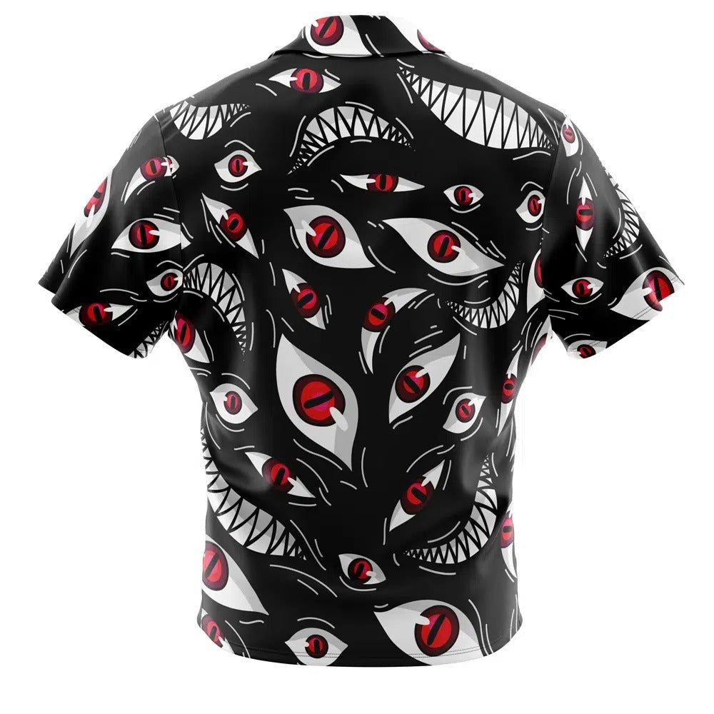 Horror Red Demon Eyes Full Print Black Hawaiian Shirt - Dimensional Era