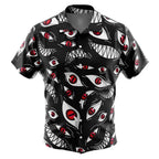 Horror Red Demon Eyes Full Print Black Hawaiian Shirt - Dimensional Era