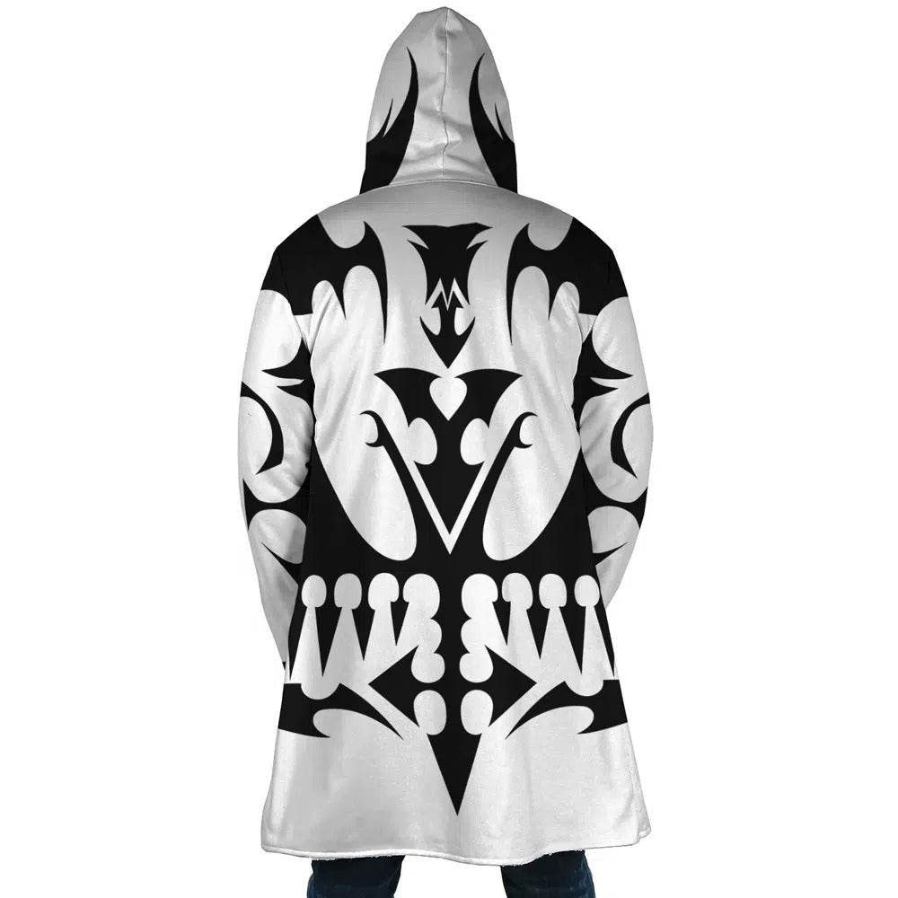 Kingdom Hearts Black White Pattern Zip Hooded Cloak - Dimensional Era