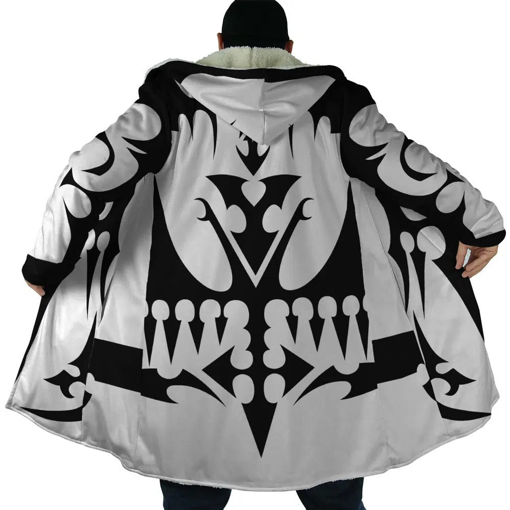 Kingdom Hearts Black White Pattern Zip Hooded Cloak - Dimensional Era