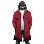Naruto 4th Hokage Kanji Flame Fleece Hooded Cloak