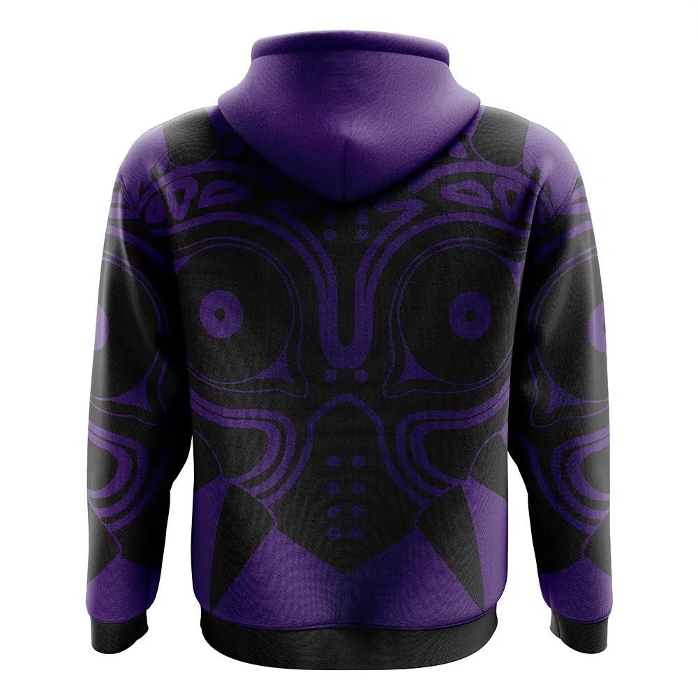 Majora's Mask Purple Black All-Over Print Zip-Up Hoodie - Dimensional Era