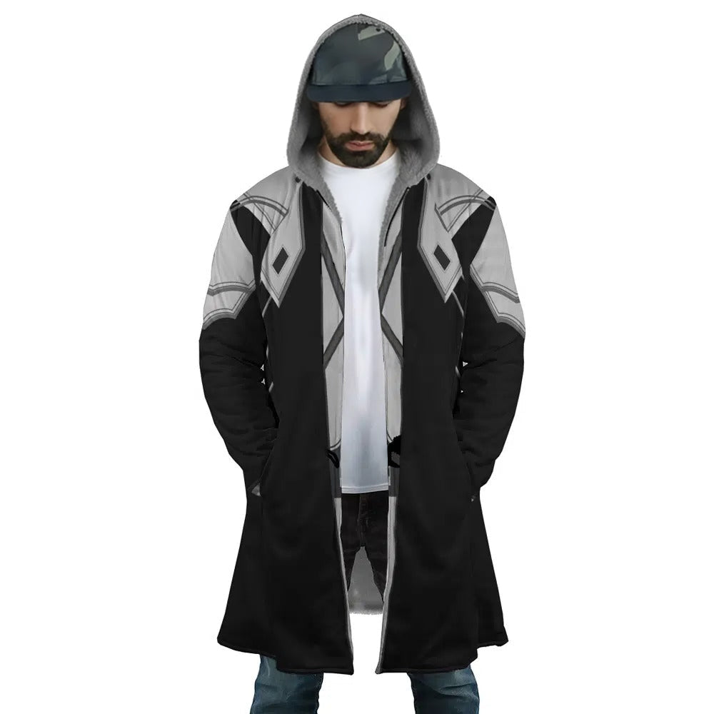 Mecha Geometric Line Zip Hooded Cloak - Dimensional Era