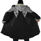 Mecha Geometric Line Zip Hooded Cloak - Dimensional Era