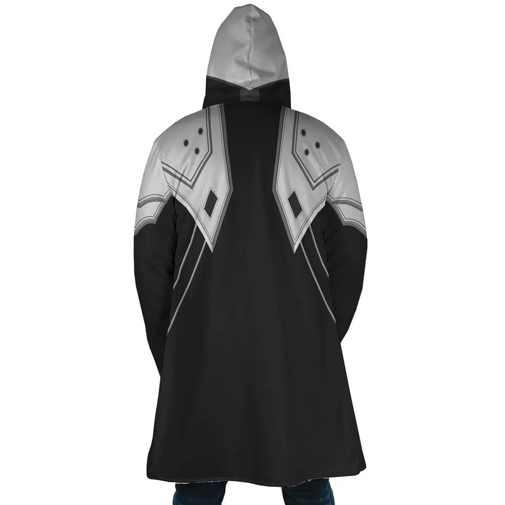 Mecha Geometric Line Zip Hooded Cloak - Dimensional Era