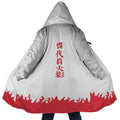 Naruto 4th Hokage Text Flame Fleece Hooded Cloak