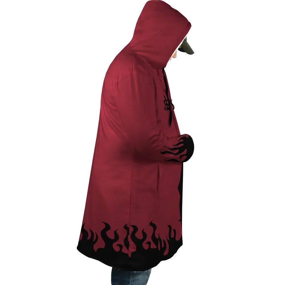 Naruto 4th Hokage Kanji Flame Fleece Hooded Cloak - Dimensional Era