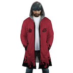 Naruto 4th Hokage Kanji Flame Fleece Hooded Cloak - Dimensional Era