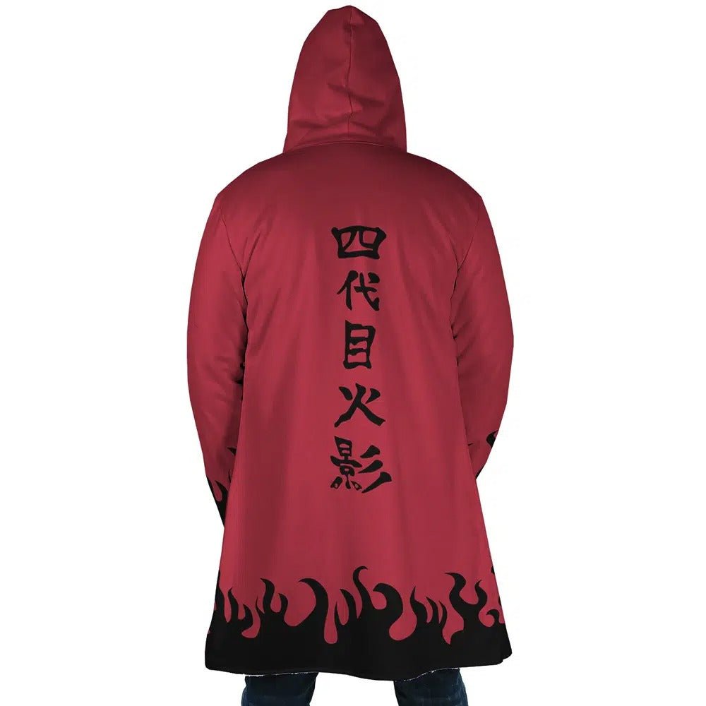 Naruto 4th Hokage Kanji Flame Fleece Hooded Cloak - Dimensional Era