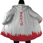 Naruto 4th Hokage Text Flame Fleece Hooded Cloak - Dimensional Era