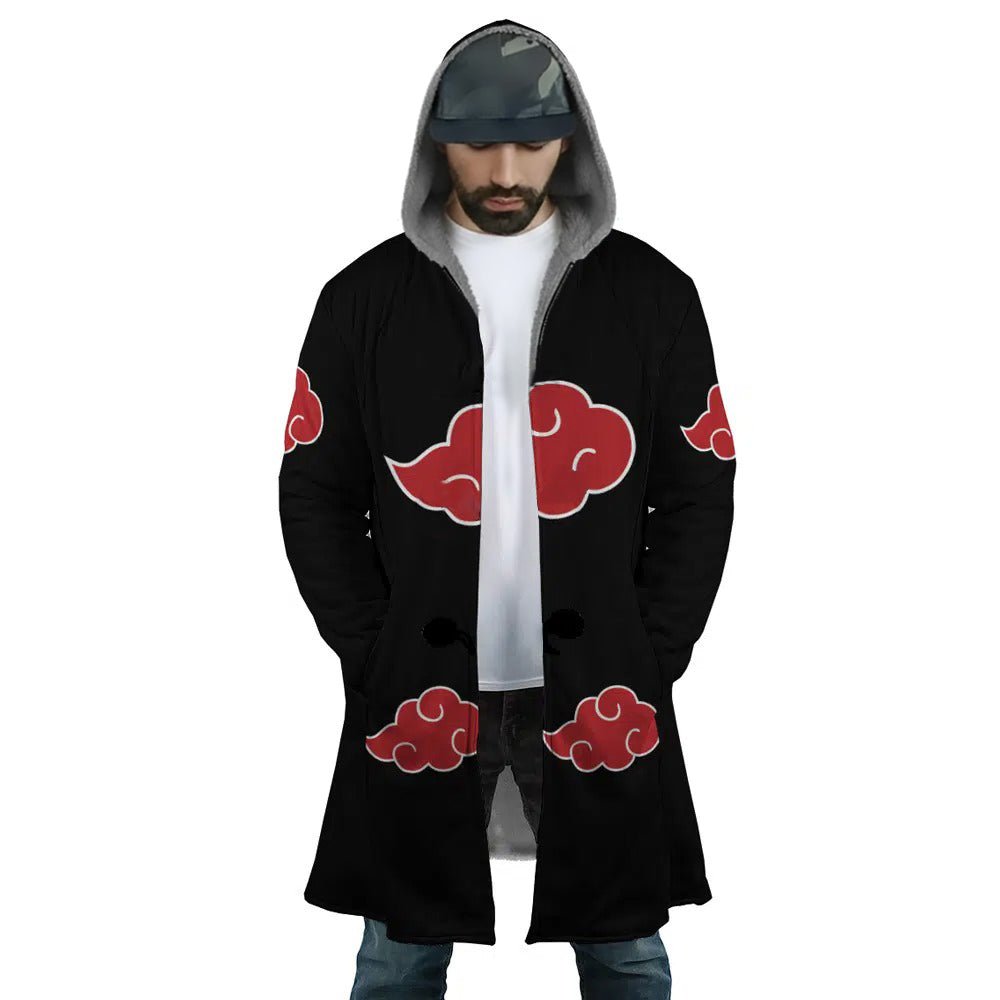 Naruto Akatsuki Red Cloud Zip Hooded Cloak - Dimensional Era