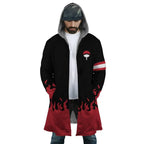 Naruto Uchiha Sharingan Flame Zip Hooded Cloak - Dimensional Era