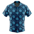 Navy Blue Wave Spiral Circle Print Hawaiian Shirt - Dimensional Era