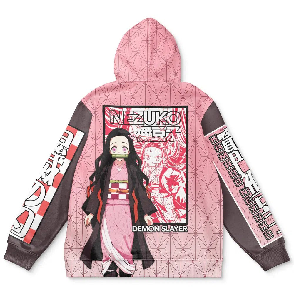Demon Slayer Nezuko Pink Pattern Hoodie