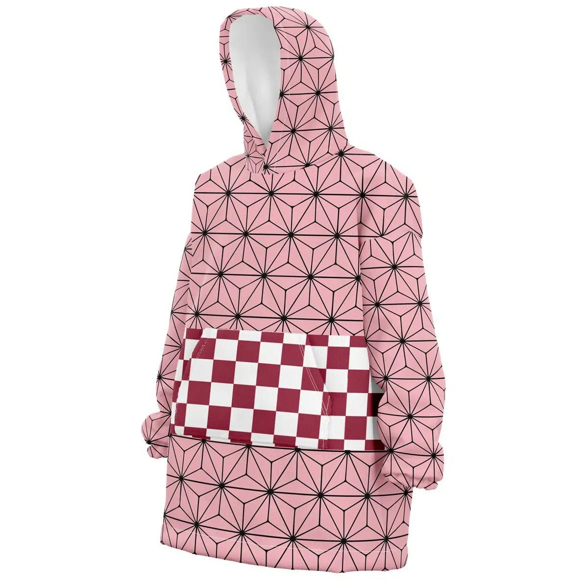 Nezuko Pink Asanoha Hoodie Blanket - Dimensional Era